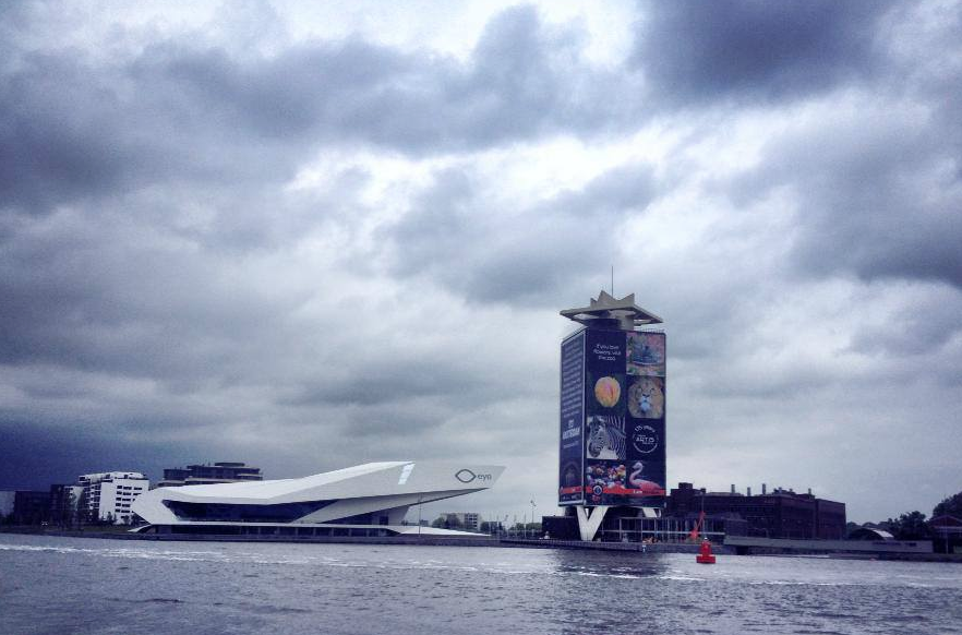 Hello from cloudy Amsterdam! That is the new Eye Museum in the distance.