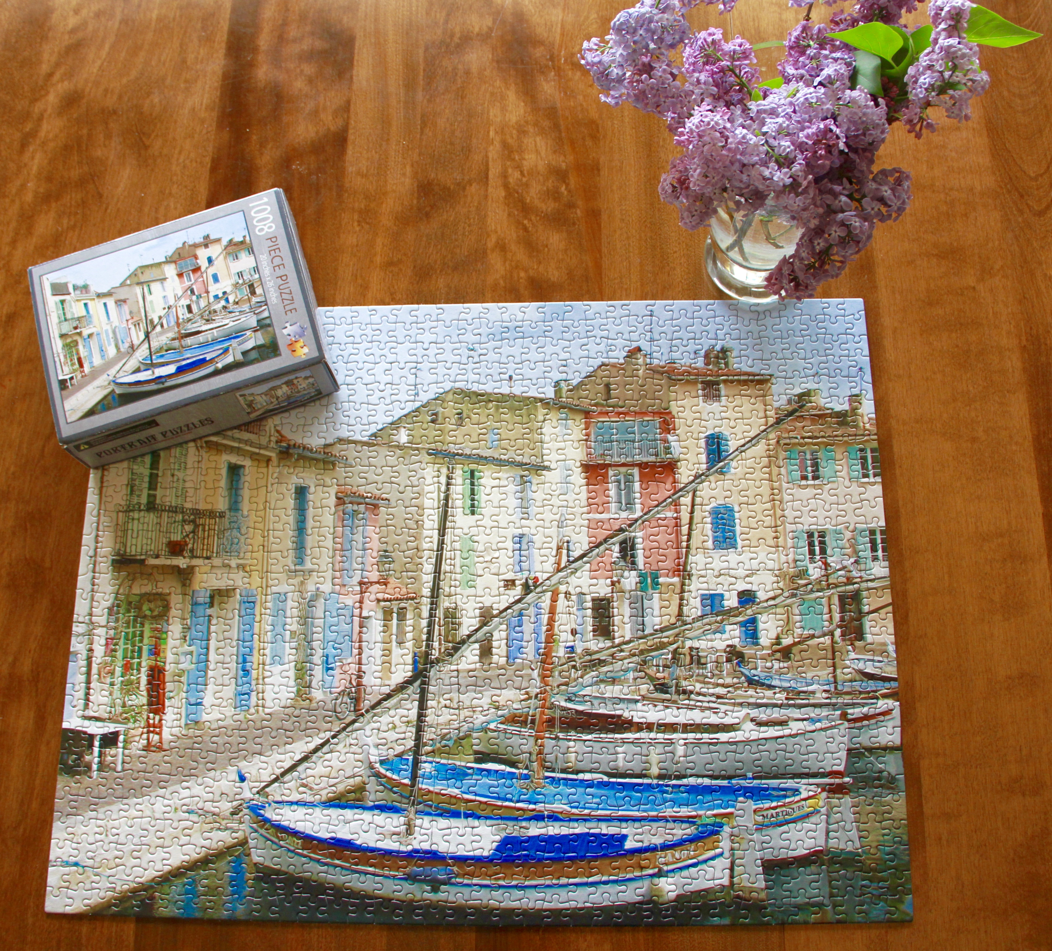 France puzzle, jigsaw puzzle, Martigues, France, colorful puzzle, lilacs