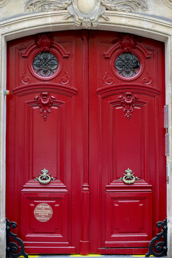 Falling Off Bicycles, Julia Willard, Julie Willard, Valentine's Day, red doors Parisian doors, Paris, France, Paris photography