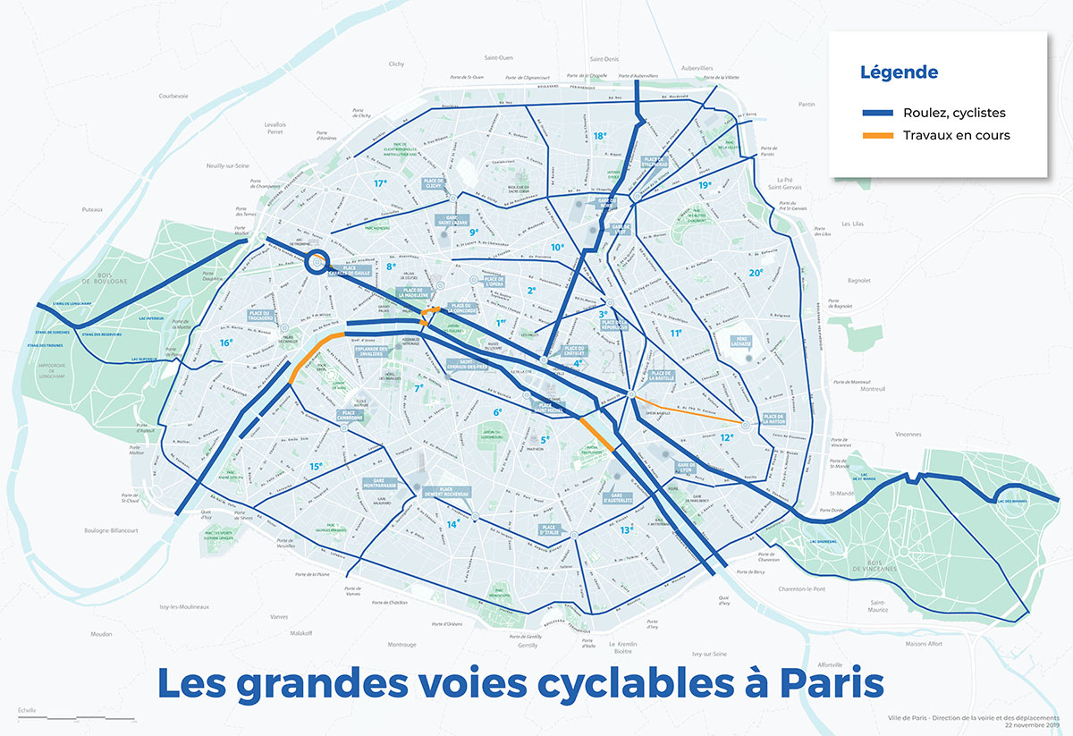 Map of Paris bike routes