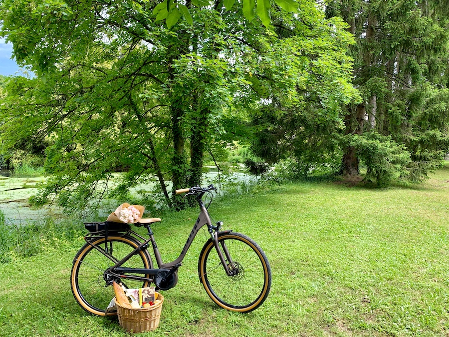 Bike overlooking grass area of Beaune 