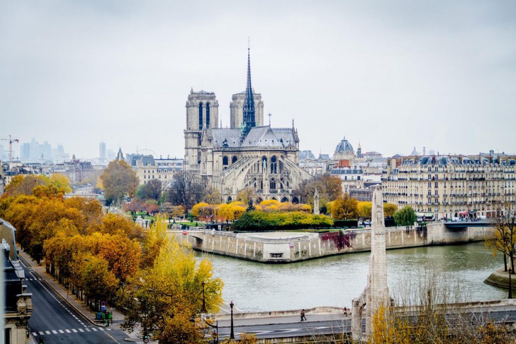 Parisian aerial view Notre Dame Paris, fine art paris photography, b&w photography, travel photo, wall decor