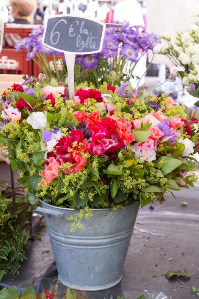 Julia Willard, Falling Off Bicycles, Paris flower photo, fine art Paris photography, Valentine\'s Day photography, wall decor, pink and purple bouquets