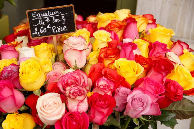 Julia Willard, Falling Off Bicycles Paris photography, Paris flower photo, fine art Paris photography, Valentine\'s Day photography, wall decor, pink rose bouquets