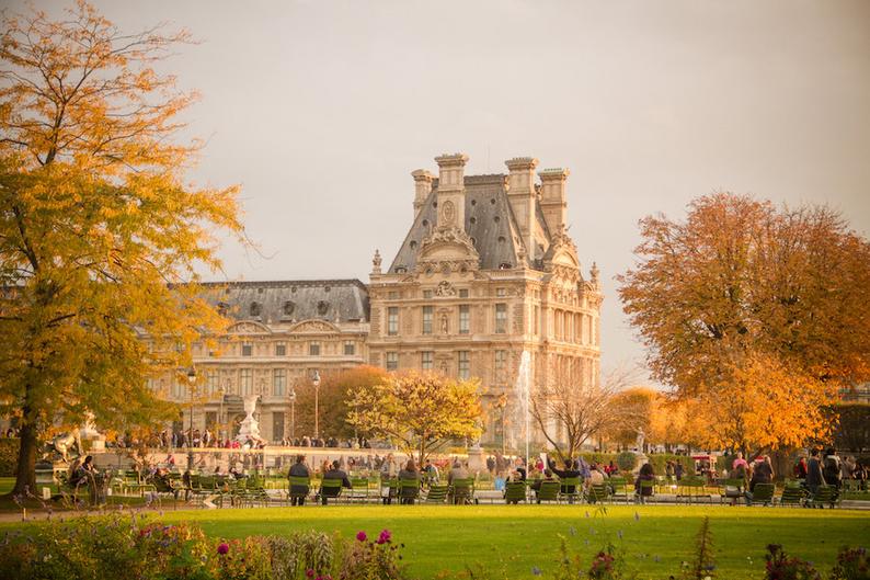 Falling Off Bicycles, Julia Willard, Fall in Paris photograph, fine art Paris photography, travel photo, golden autumn colors