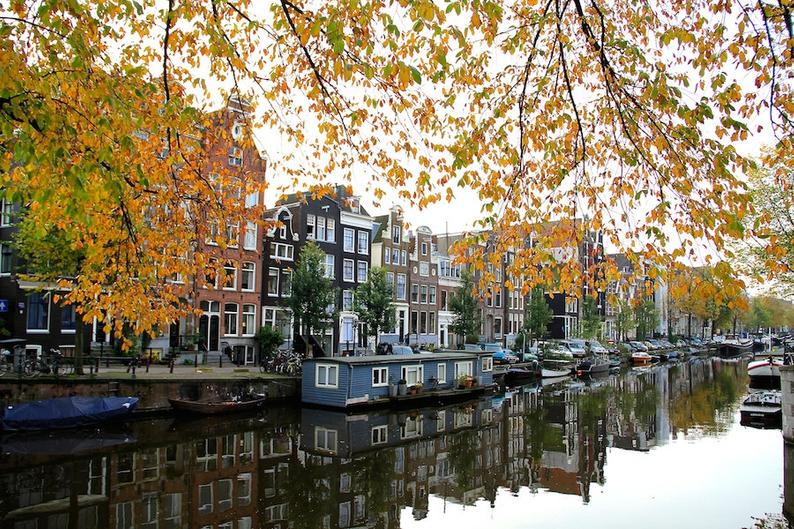Falling Off Bicycles, Julia Willard, Amsterdam canal photo, water reflection image, fine art Netherlands photography, b&w photography, travel photo, wall 