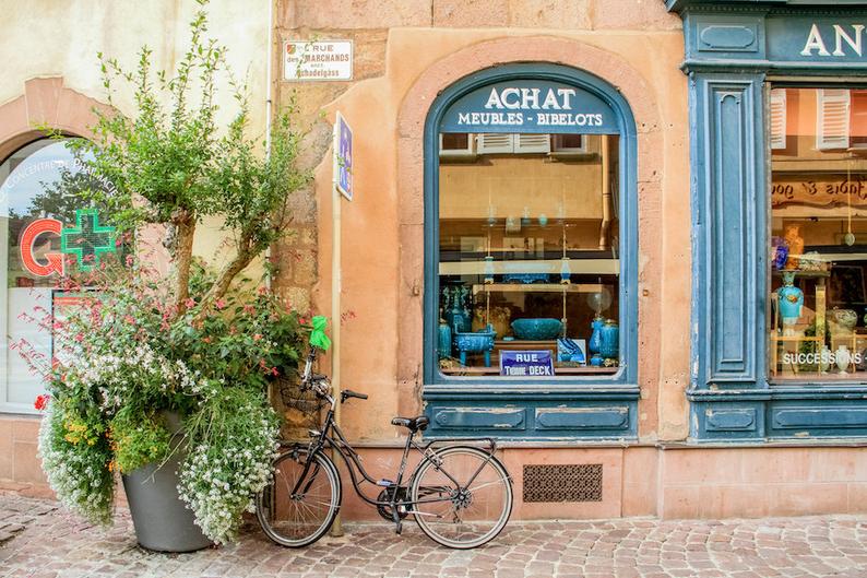 Colorful Colmar Alsace, bicycle photography, France photo, Falling Off Bicycles bike photo, fine art travel photography