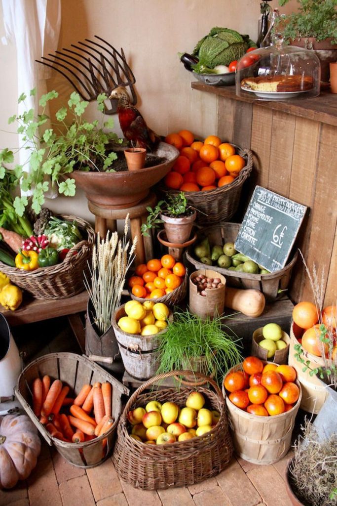 Piles of fruit and vegetables in Paris, kitchen photography, Institut de Bonté Paris, Falling Off Bicycles by Julia Willard