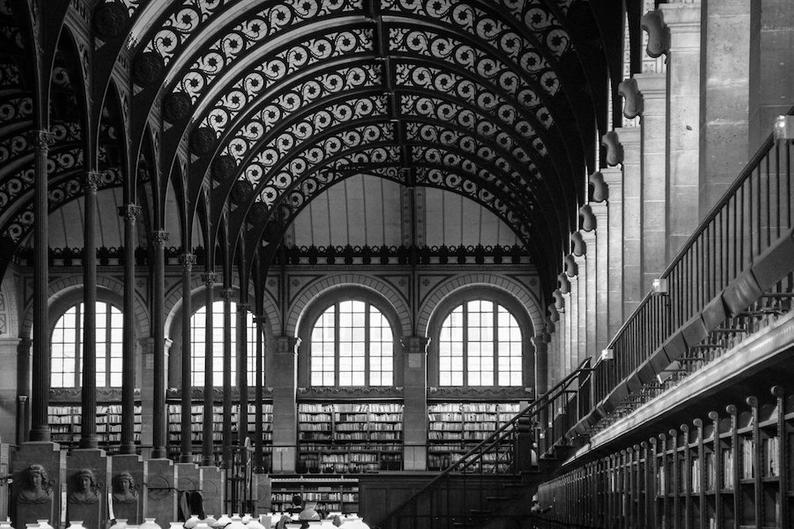 Bibliothèque Ste. Genevieve photo, black and white fine art Paris photography, Falling Off Bicycles travel photo