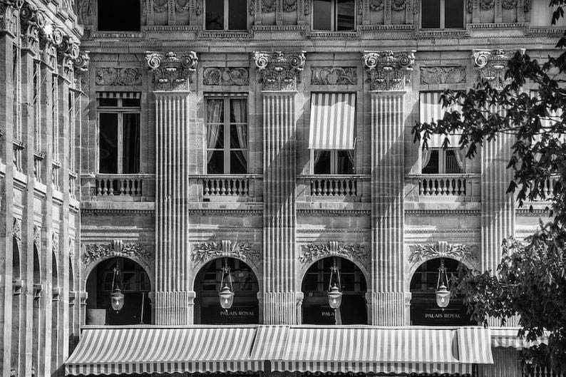 Palais Royal photo, black and white fine art Paris photography, Falling Off Bicycles travel photo