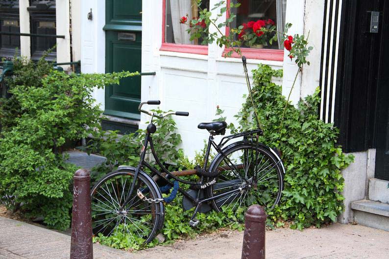 Amsterdam bike photo, solo bike parking, bicycle photo, fine art Netherlands photography, Julia Willard, Falling Off Bicycles, travel photo, wall decor