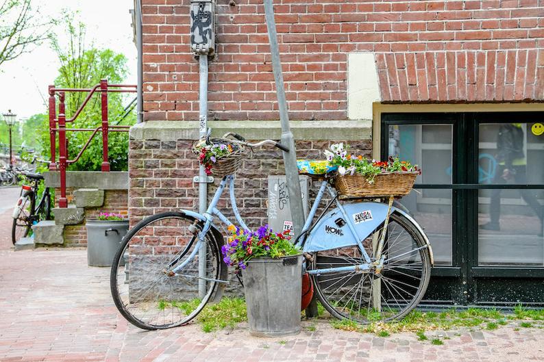 Amsterdam bike photo, bike parking, spring bicycle photo, fine art Netherlands photography, travel photo, wall decor