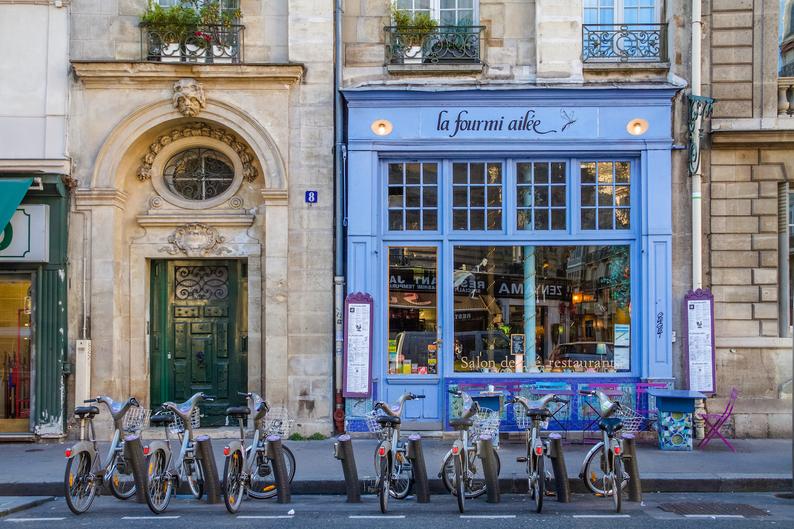 La Formi Ailée Paris, fine art Paris photography, storefront photograph by Falling Off Bicycles, blue façade