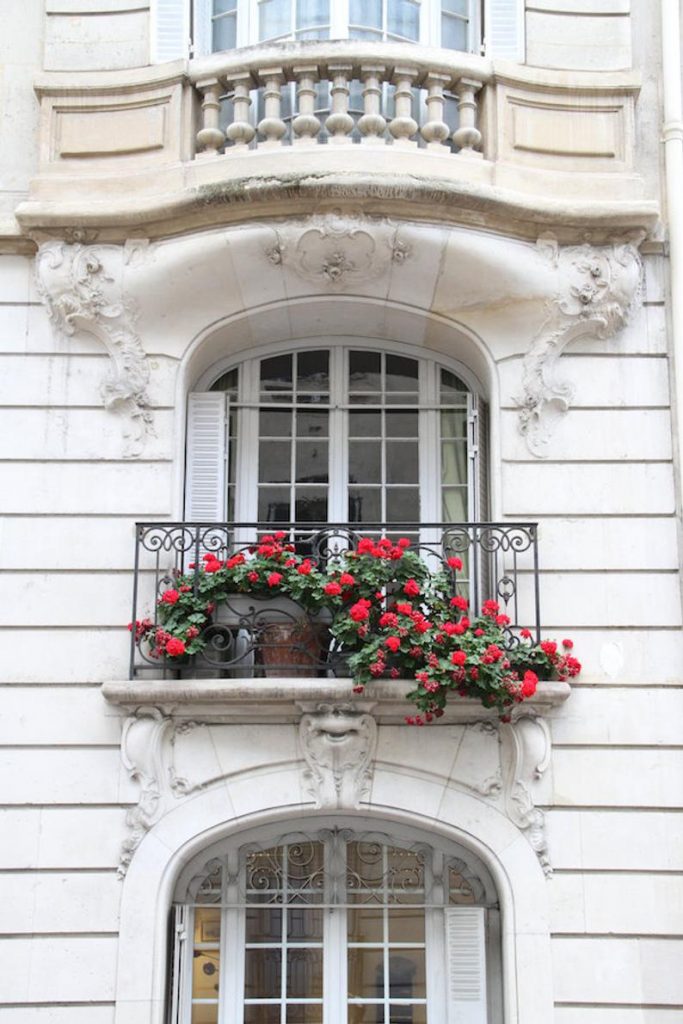 Parisian balcony view, Paris flower boxes, fine art paris photography, travel photo, wall decor