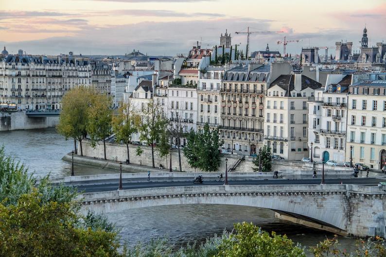 Parisian façade and rooftop view, fine art paris photography, travel photo, wall decor, b&w photography
