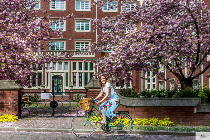 Julia Willard, Julia Arias, Julie Willard, Falling Off Bicycles, biking in Paris, cherry blossoms, Paris, France, spring in Paris, cute bike pics, cute bike photo