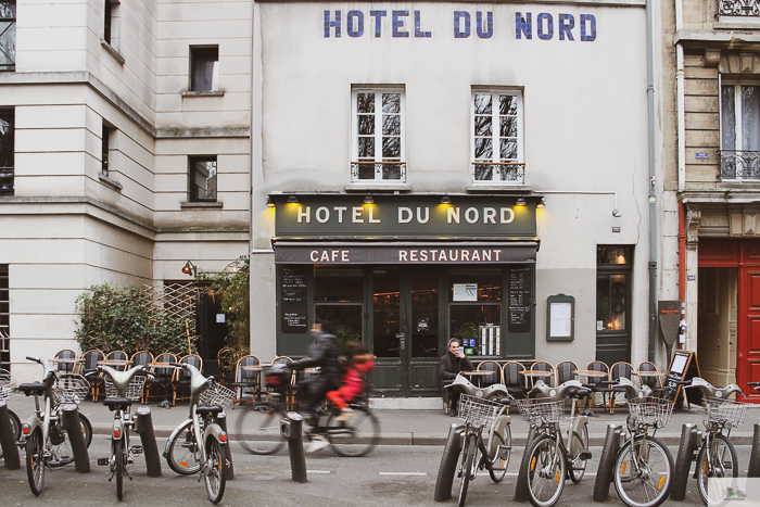 Bikes parked outside of Hotel Du Nord in France