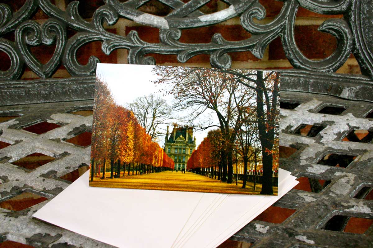 Louvre in Fall notecard by Julia Willard Falling Off Bicycles