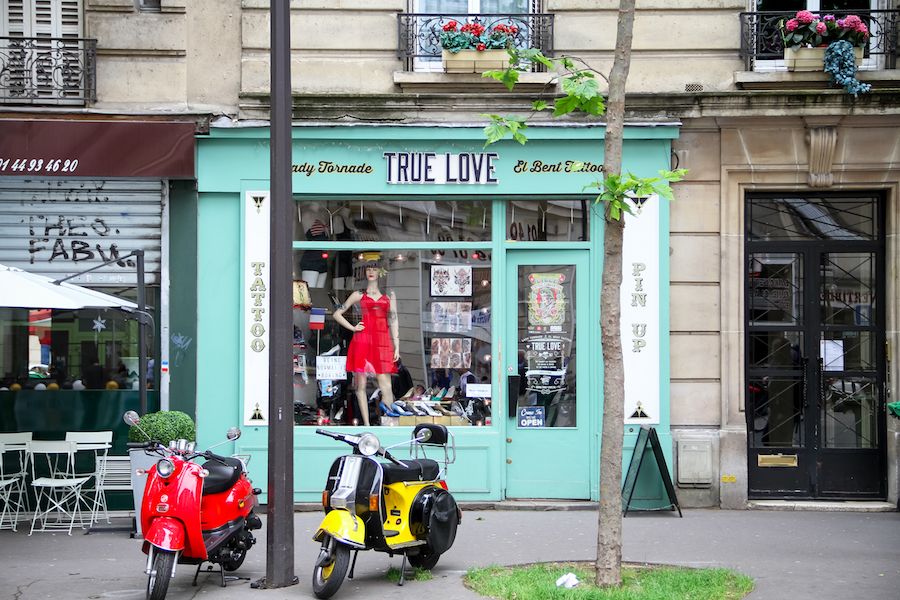 Julia Willard, Paris, true love, scooters, Vespa, Paris shop, storefront
